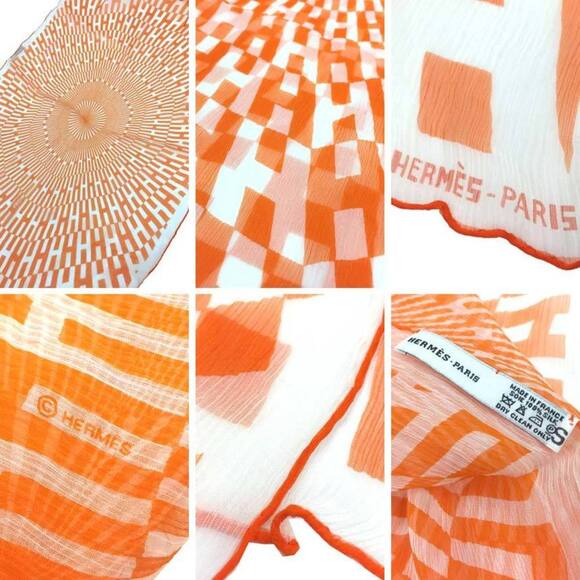 HERMES Orange Silk Scarf - Picture 3 of 3